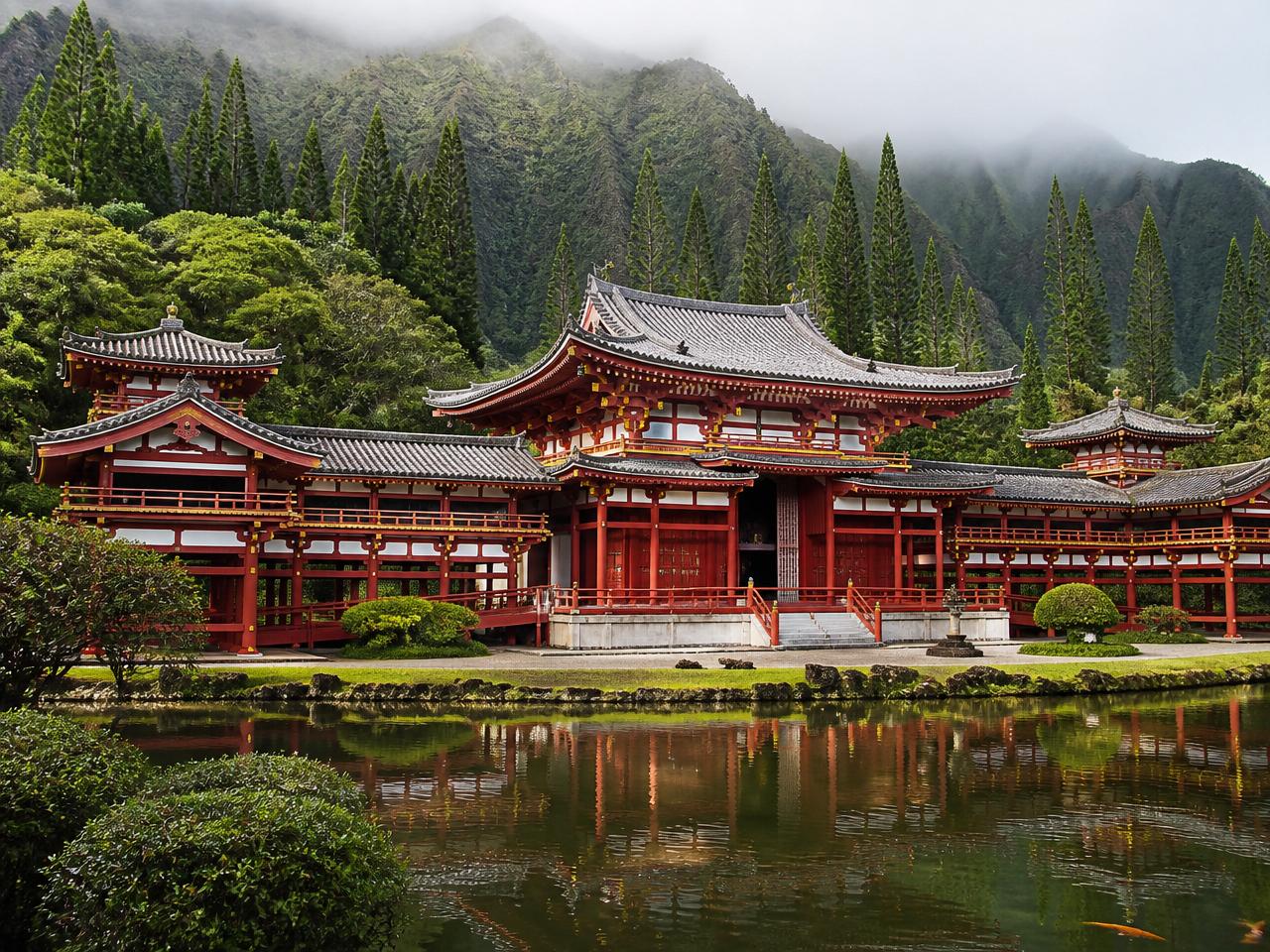 View of Byodo-In Temple on Oʻahu